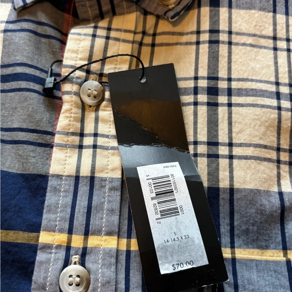 NWT Banana Republic Blue and Yellow Casual Button Down Shirt Sz Small 💯 Cotton